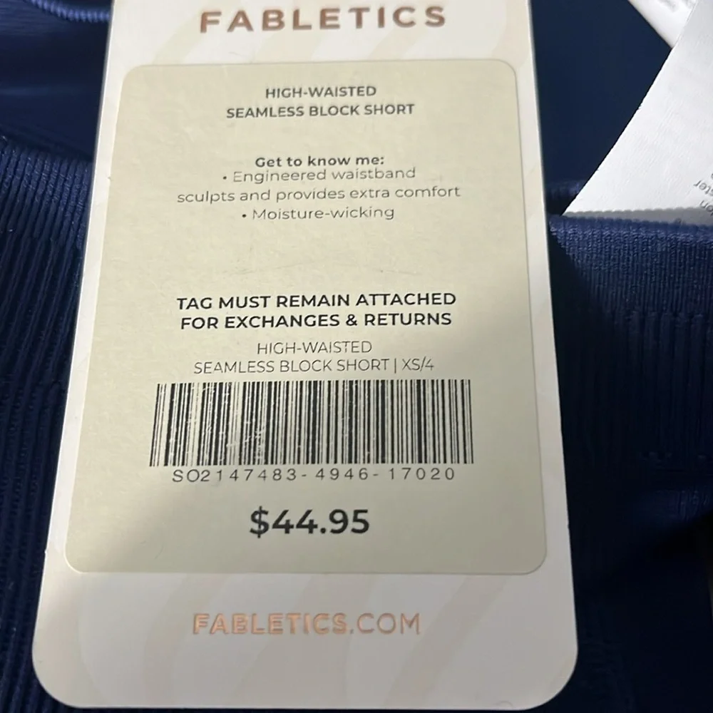 NWT $45 size XS Women's Blue High-Waisted Shorts Fabletics